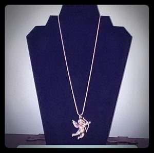 CUPID silver tone pendant on 24 inch  sterling sil
